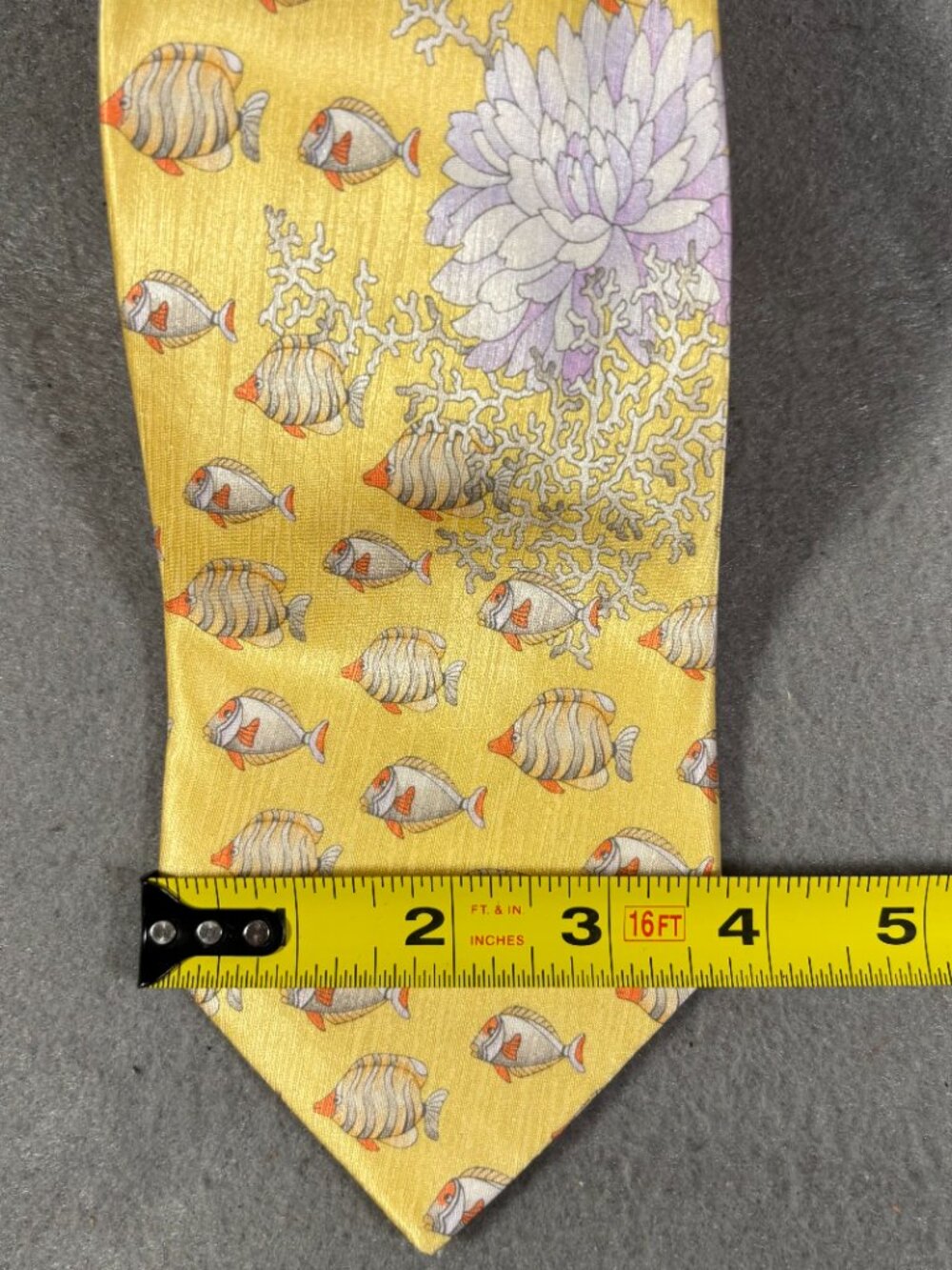 Leonard Paris Silk Tropical Fish Coral Floral Tie Made in Italy - Picture 5 of 8